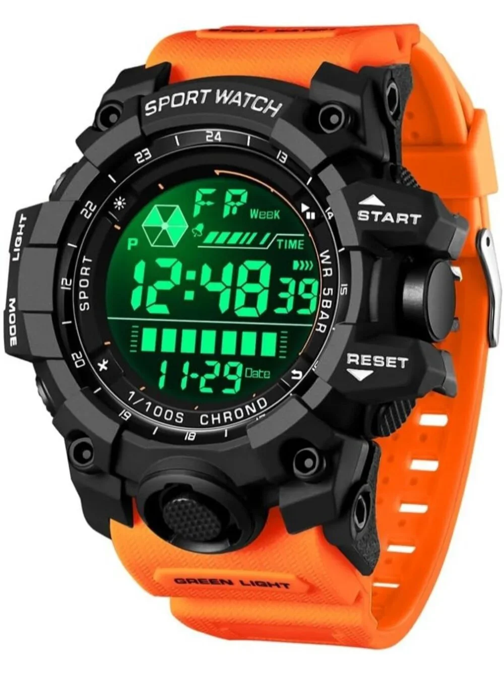 Men's Orange Analog Quartz Electronic Military Multifunction LED Digital Watch